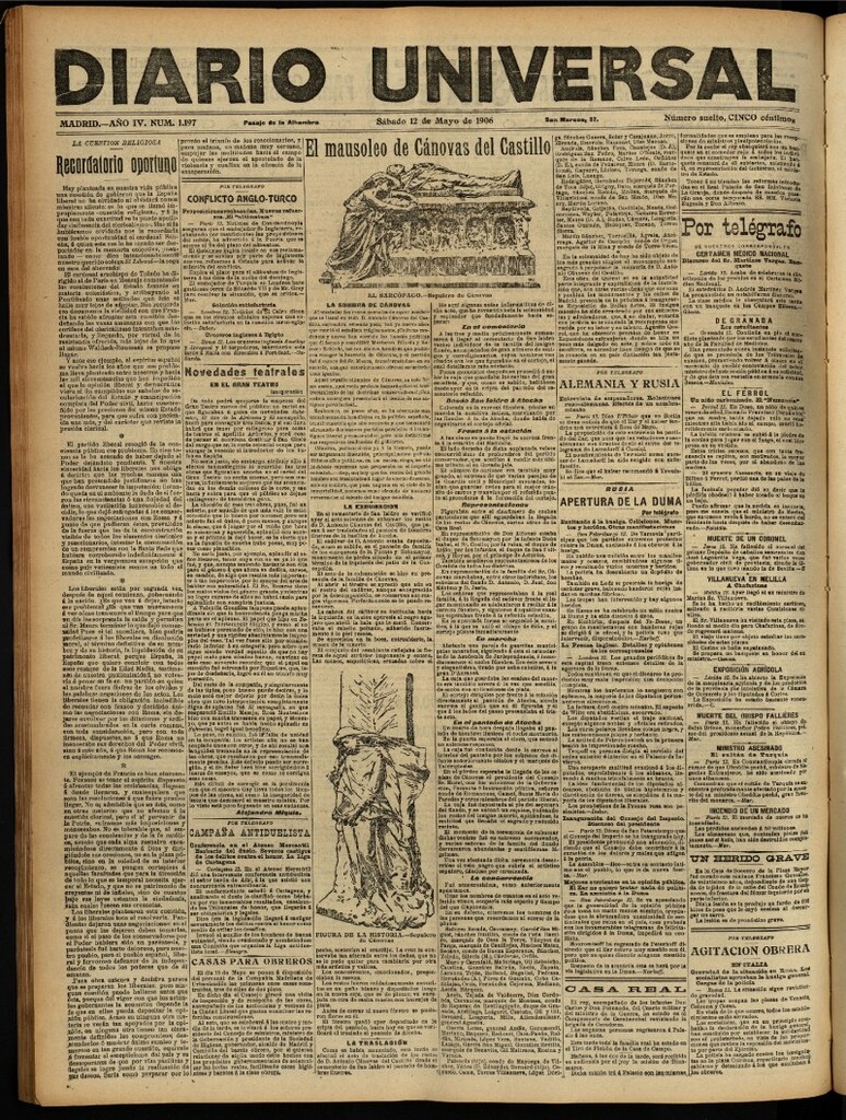 Miniatura de Diario Universal del 12 de mayo de 1906, edición de noche