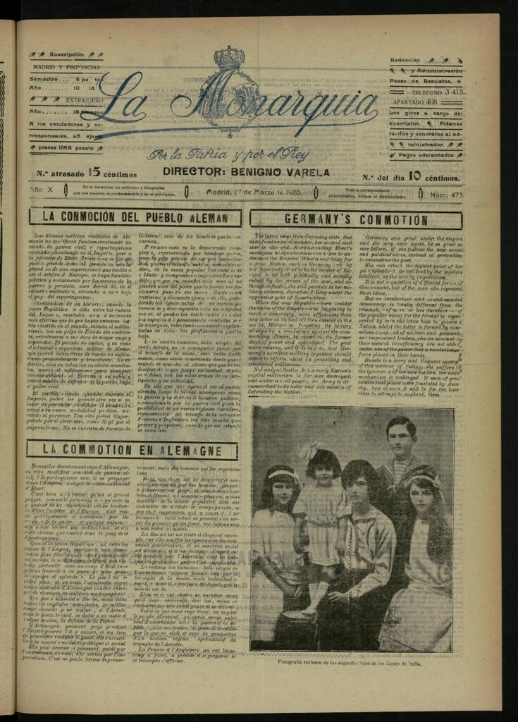Miniatura de La Monarquía del 27 de marzo de 1920, nº 473