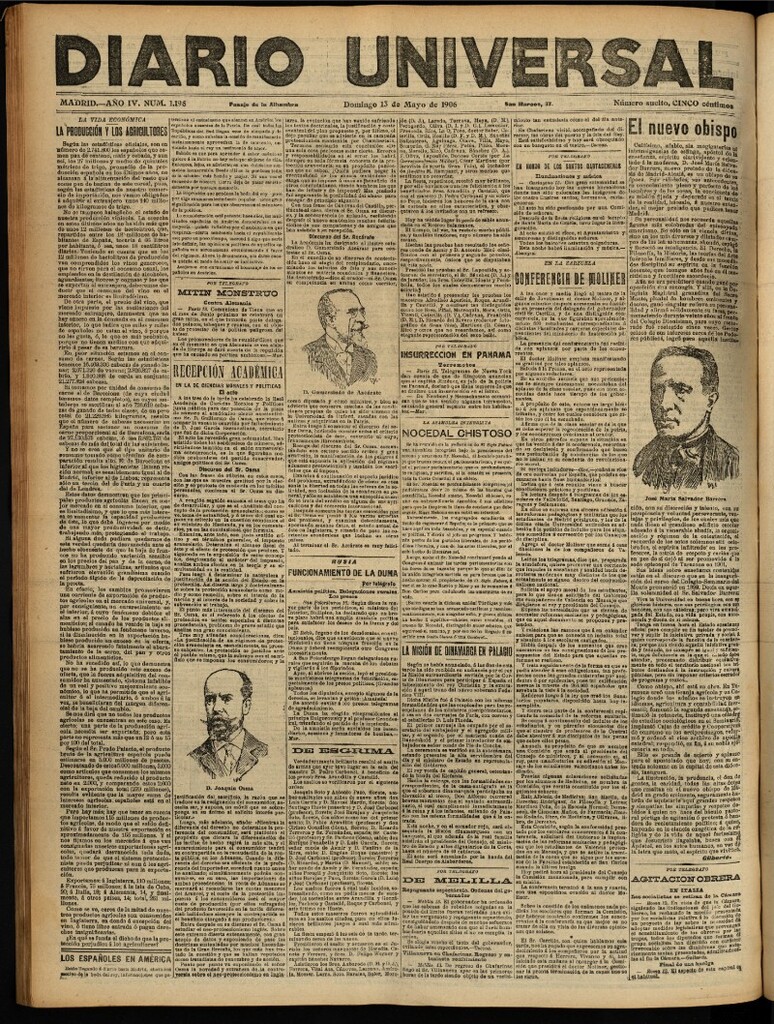 Miniatura de Diario Universal del 13 de mayo de 1906, edición de noche