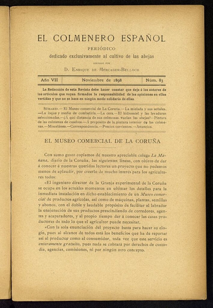 Miniatura de El Colmenero Español de noviembre de 1898
