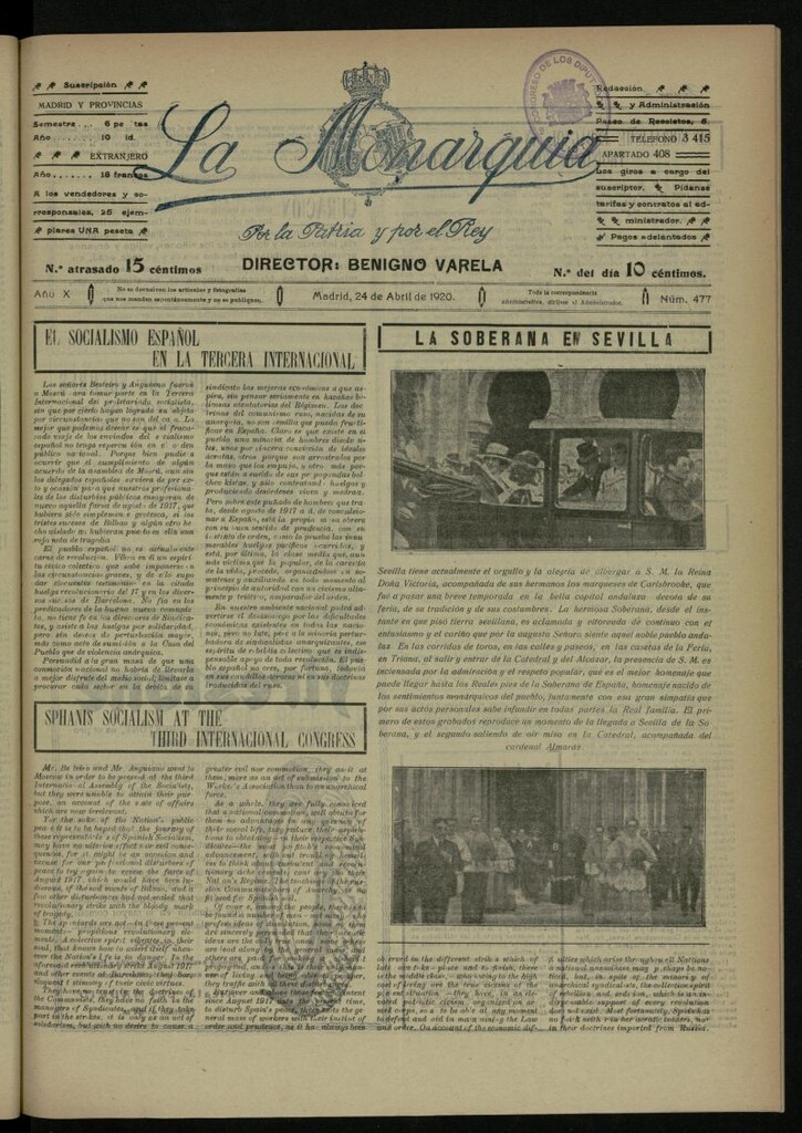 Miniatura de La Monarquía del 24 de abril de 1920, nº 477