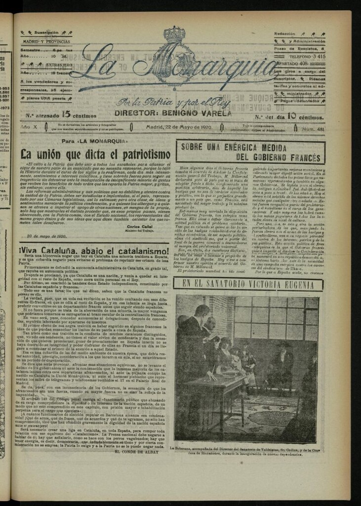 Miniatura de La Monarquía del 22 de mayo de 1920, nº 481