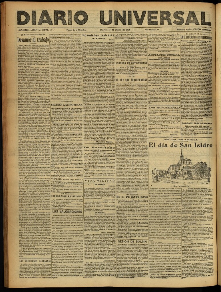 Miniatura de Diario Universal del 15 de mayo de 1906, edición de noche