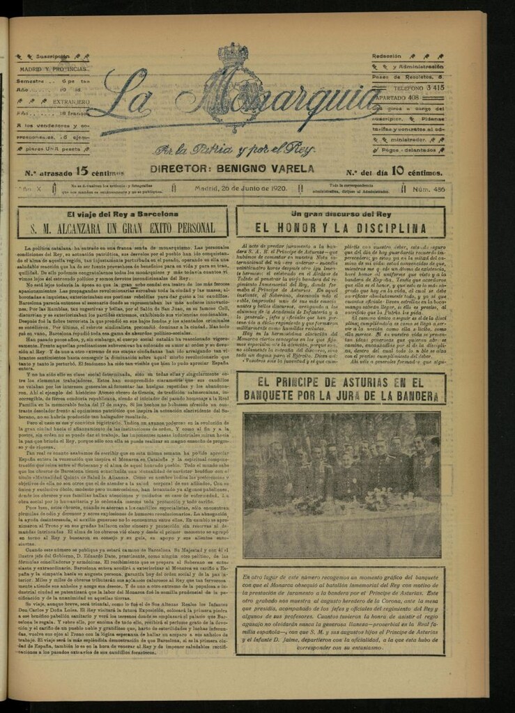 Miniatura de La Monarquía del 26 de junio de 1920, nº 486