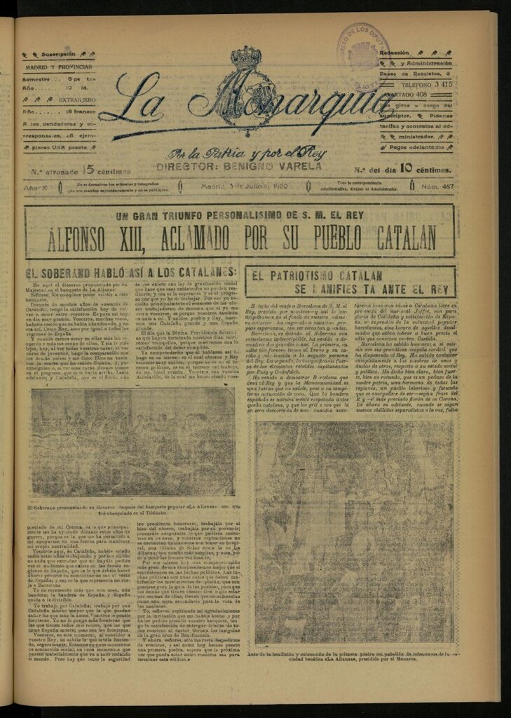 Miniatura de La Monarquía del 3 de julio de 1920, nº 487