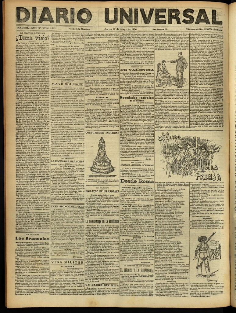 Miniatura de Diario Universal del 17 de mayo de 1906, edición de noche