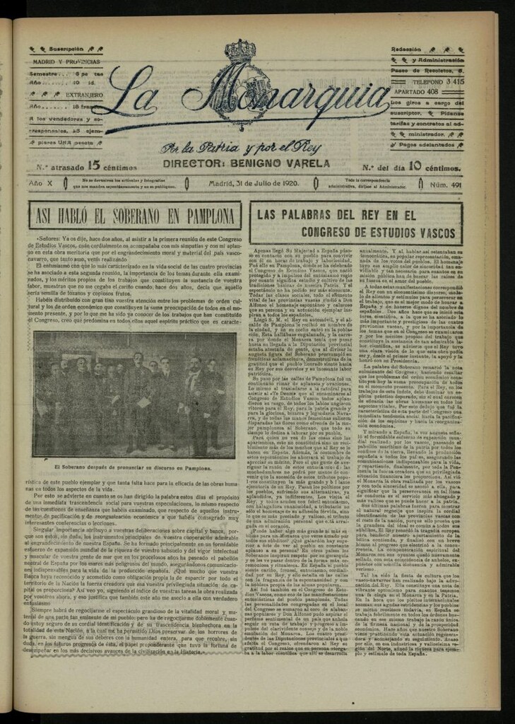 Miniatura de La Monarquía del 31 de julio de 1920, nº 491