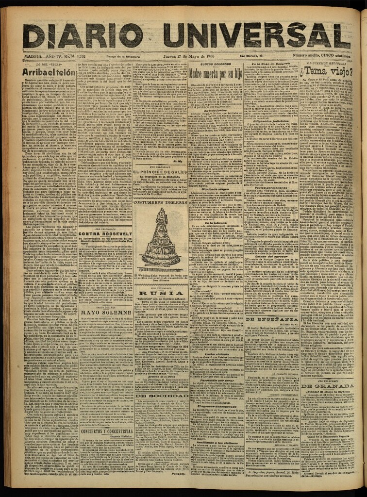 Miniatura de Diario Universal del 17 de mayo de 1906, edición de tarde