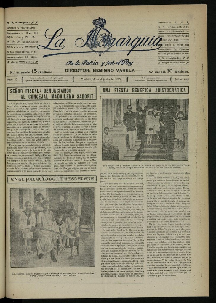 Miniatura de La Monarquía del 14 de agosto de 1920, nº 493