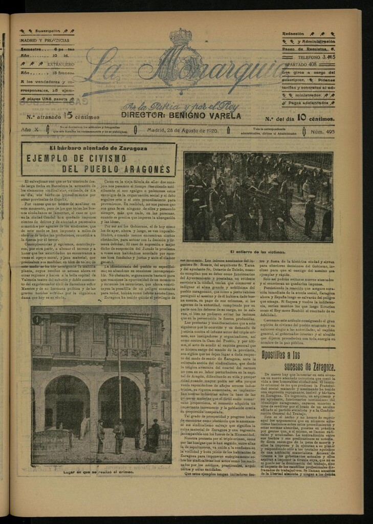 Miniatura de La Monarquía del 28 de agosto de 1920, nº 495