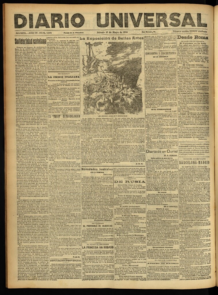 Miniatura de Diario Universal del 19 de mayo de 1906, edición de noche