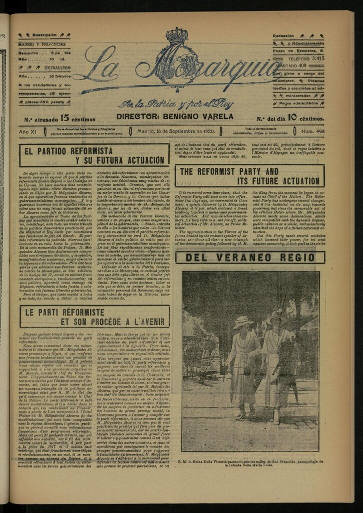 Miniatura de La Monarquía del 18 de septiembre de 1920, nº 498