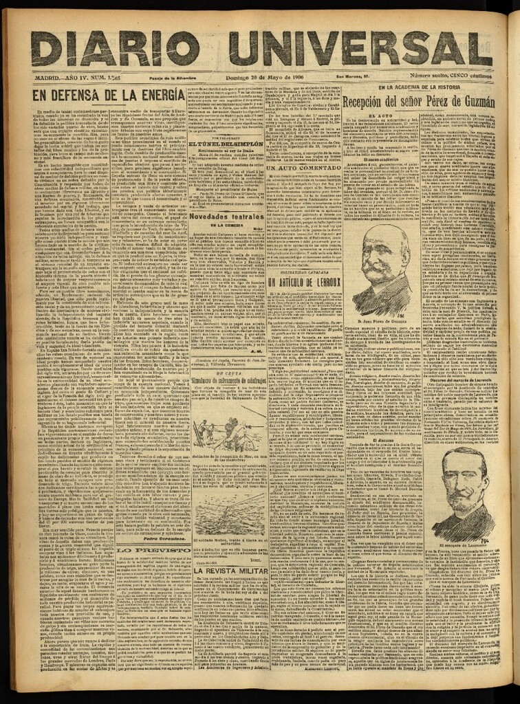 Miniatura de Diario Universal del 20 de mayo de 1906, edición de noche