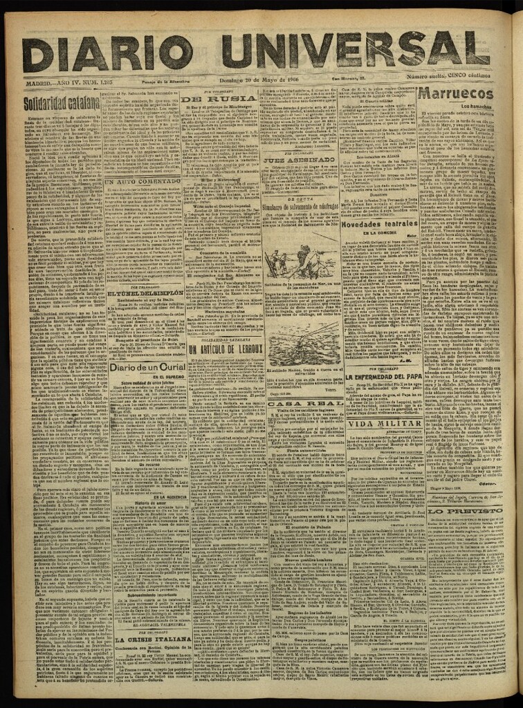Miniatura de Diario Universal del 20 de mayo de 1906, edición de tarde