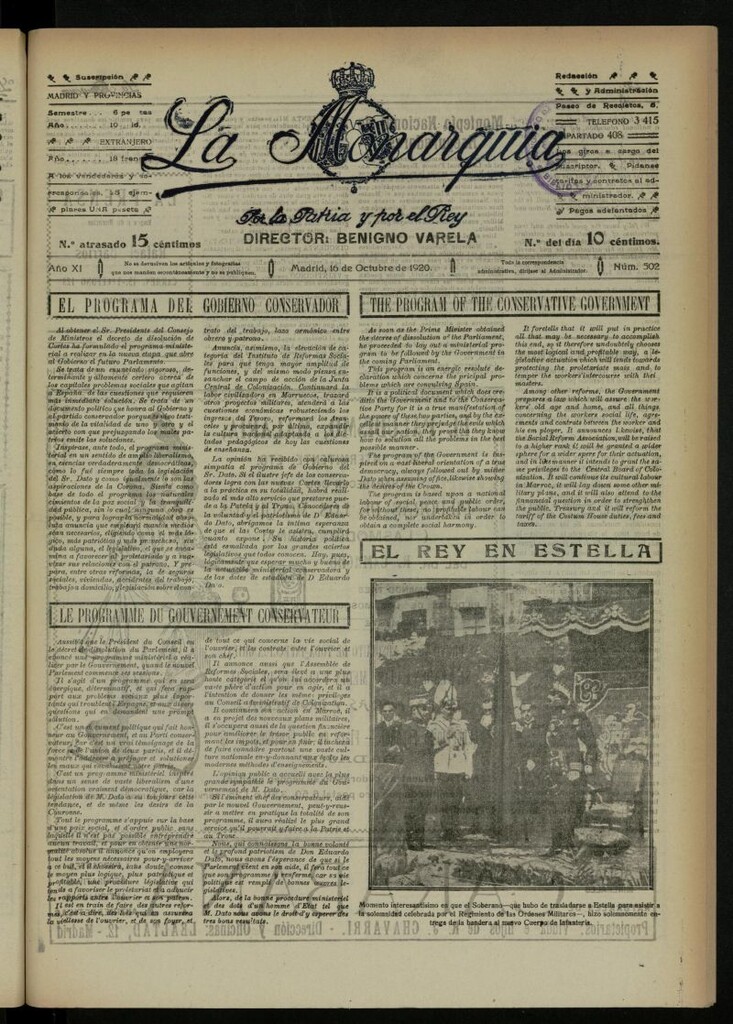 Miniatura de La Monarquía del 16 de octubre de 1920, nº 502