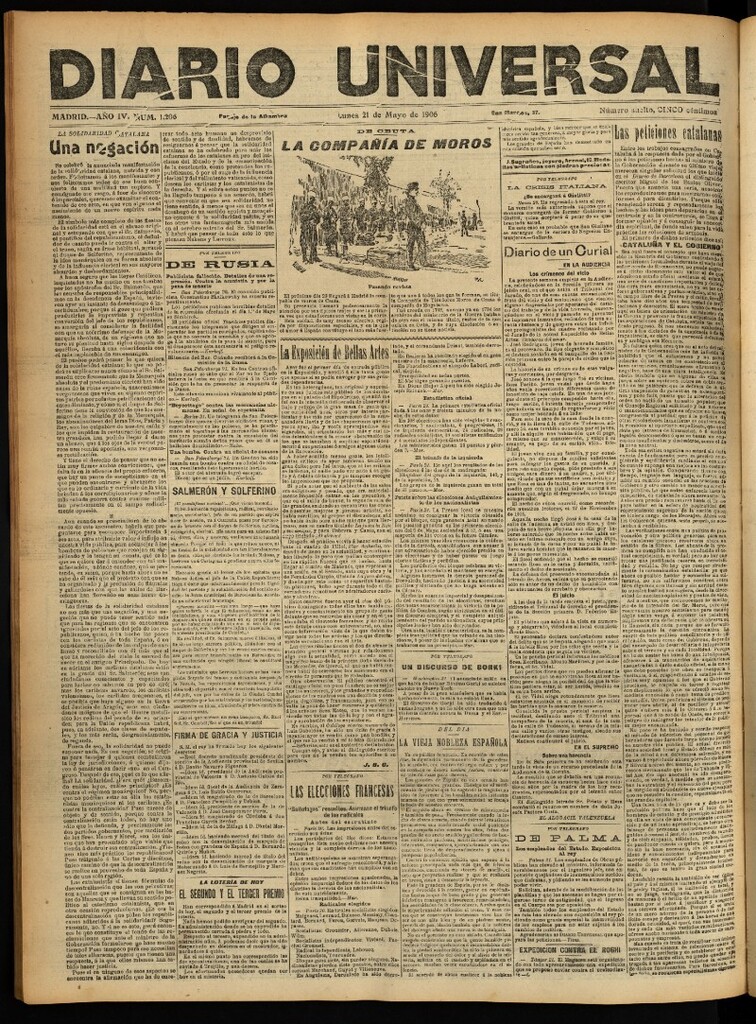 Miniatura de Diario Universal del 21 de mayo de 1906, edición de noche