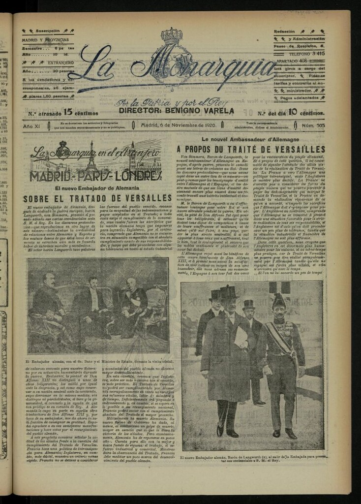 Miniatura de La Monarquía del 6 de noviembre de 1920, nº 505
