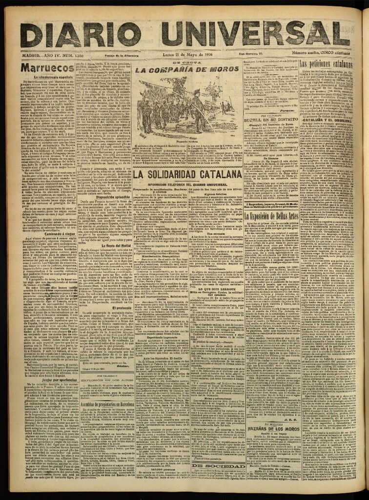 Miniatura de Diario Universal del 21 de mayo de 1906, edición de tarde