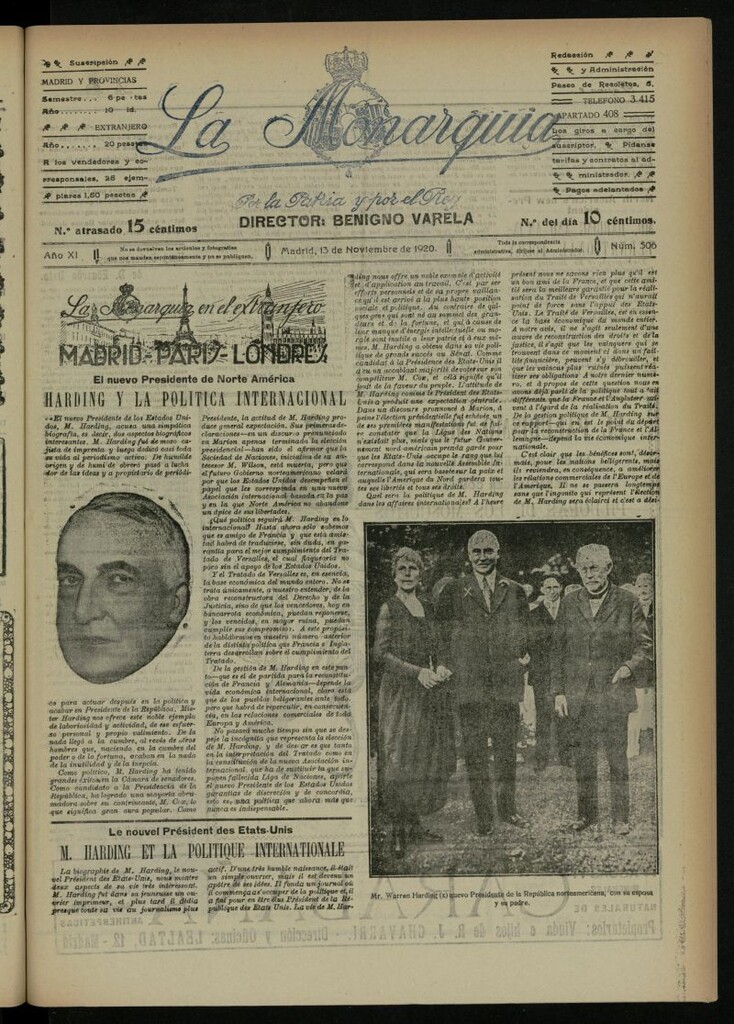 Miniatura de La Monarquía del 13 de noviembre de 1920, nº 506