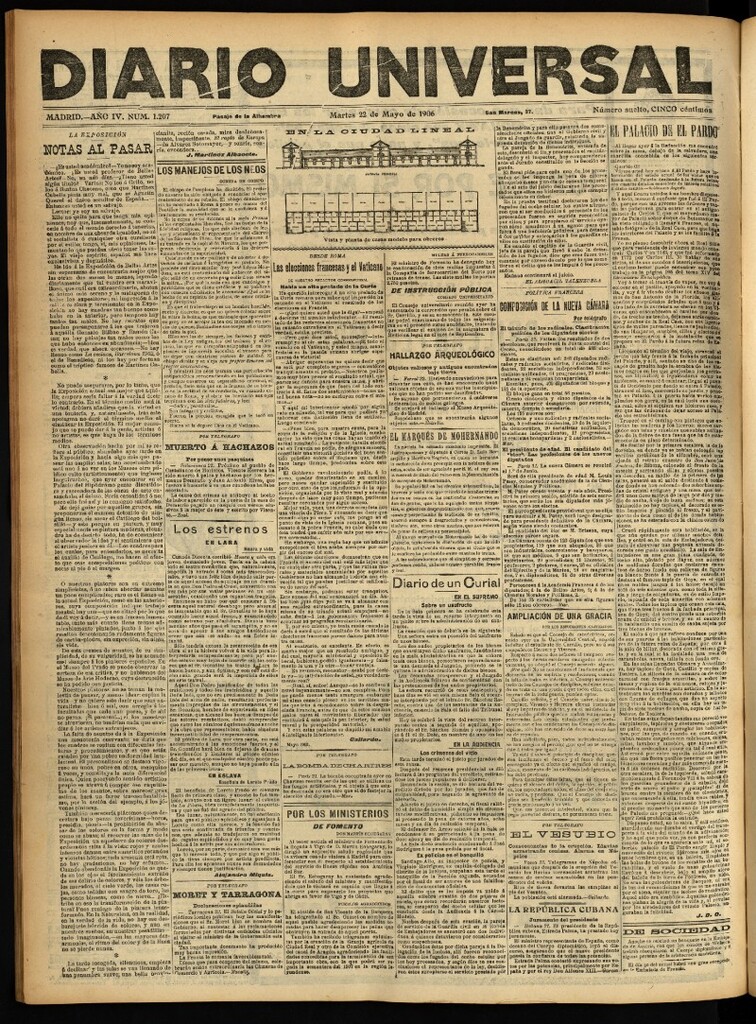 Miniatura de Diario Universal del 22 de mayo de 1906, edición de noche