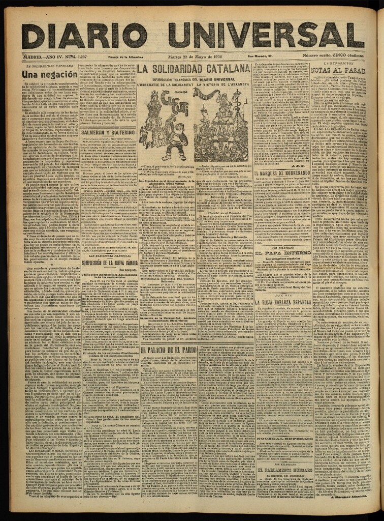 Miniatura de Diario Universal del 22 de mayo de 1906, edición de tarde