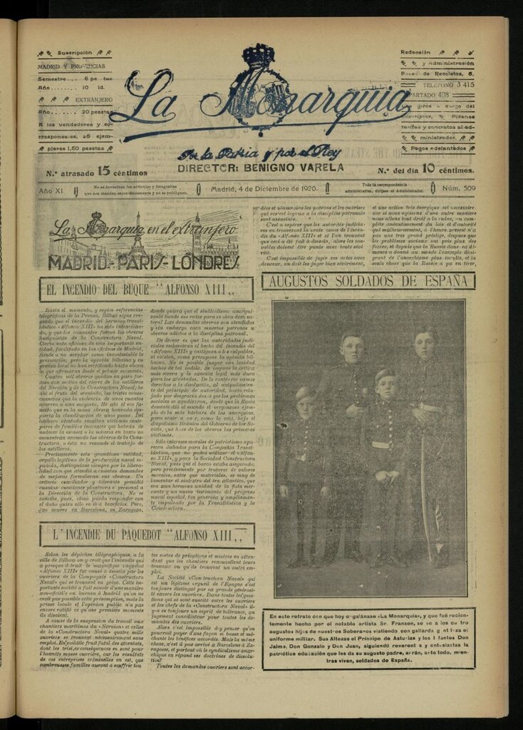 Miniatura de La Monarquía del 4 de diciembre de 1920, nº 509