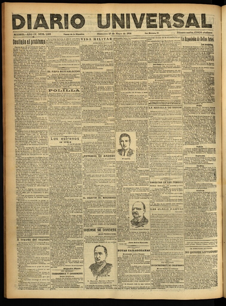 Miniatura de Diario Universal del 23 de mayo de 1906, edición de noche
