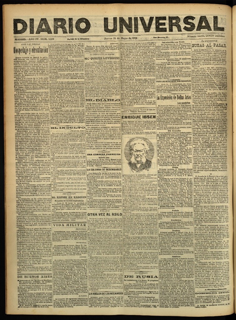 Miniatura de Diario Universal del 24 de mayo de 1906, edición de tarde