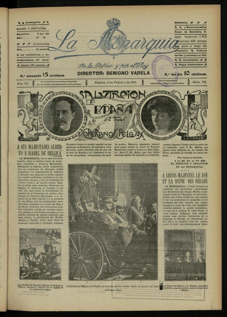 Miniatura de La Monarquía del 4 de febrero de 1921, nº 518