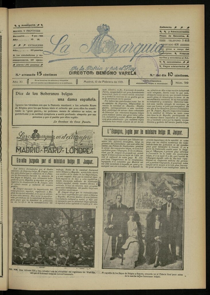 Miniatura de La Monarquía del 12 de febrero de 1921, nº 519