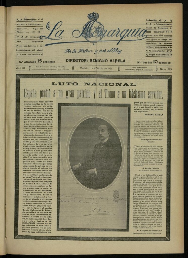 Miniatura de La Monarquía del 11 de marzo de 1921, nº 523