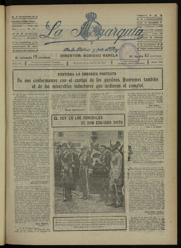 Miniatura de La Monarquía del 19 de marzo de 1921, nº 524