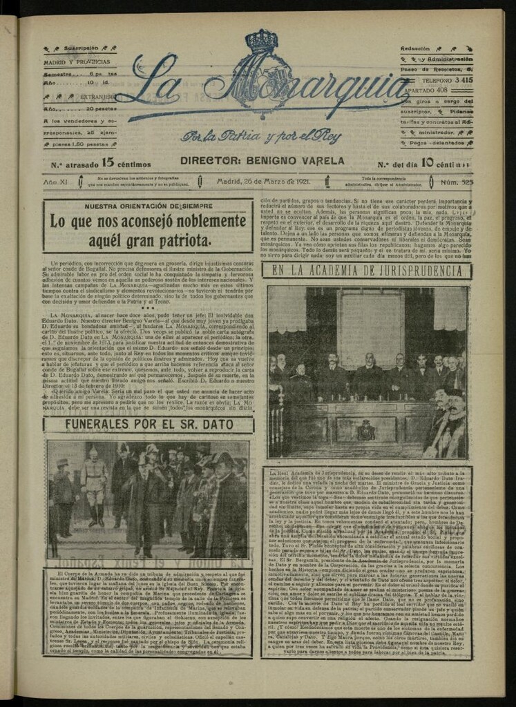 Miniatura de La Monarquía del 26 de marzo de 1921, nº 525