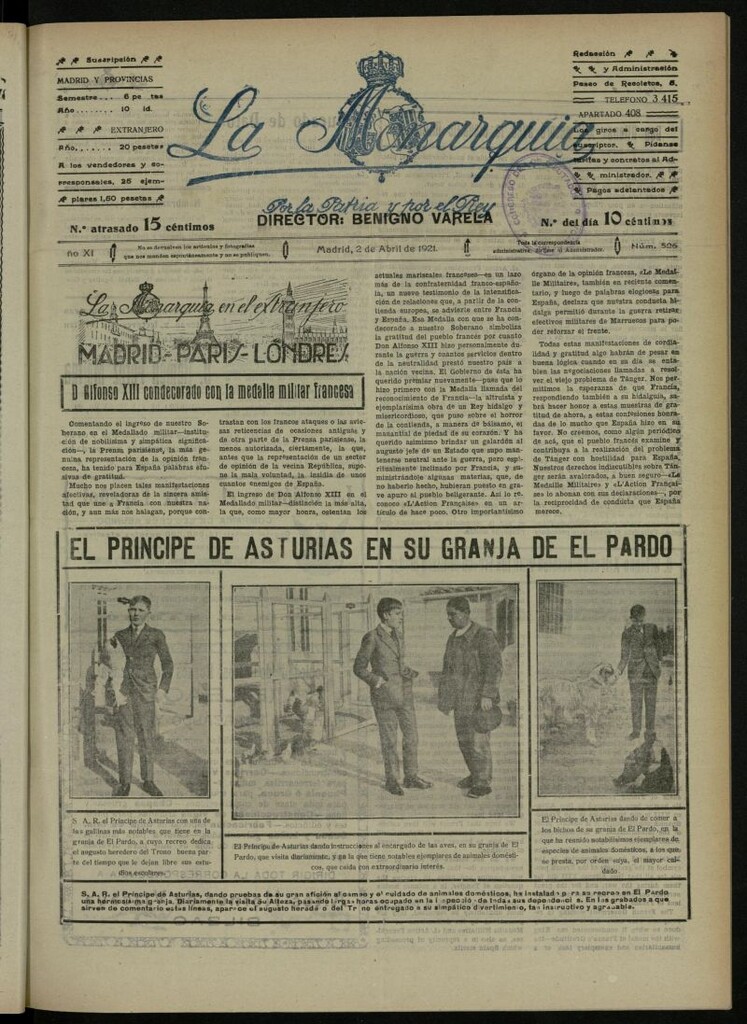 Miniatura de La Monarquía del 2 de abril de 1921, nº 526