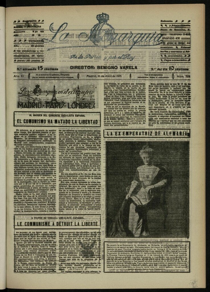 Miniatura de La Monarquía del 16 de abril de 1921, nº 528