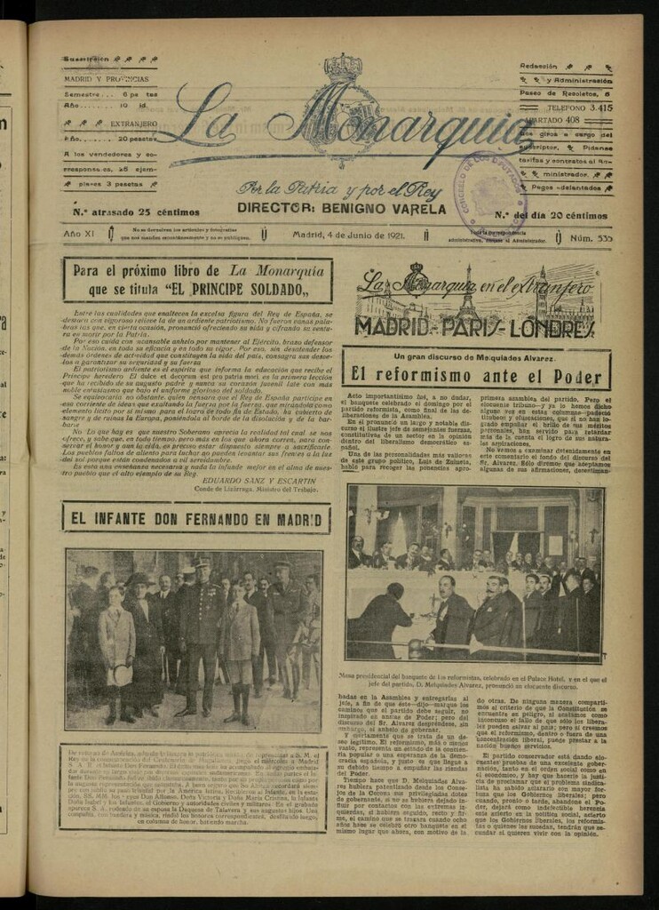Miniatura de La Monarquía del 4 de junio de 1921, nº 535