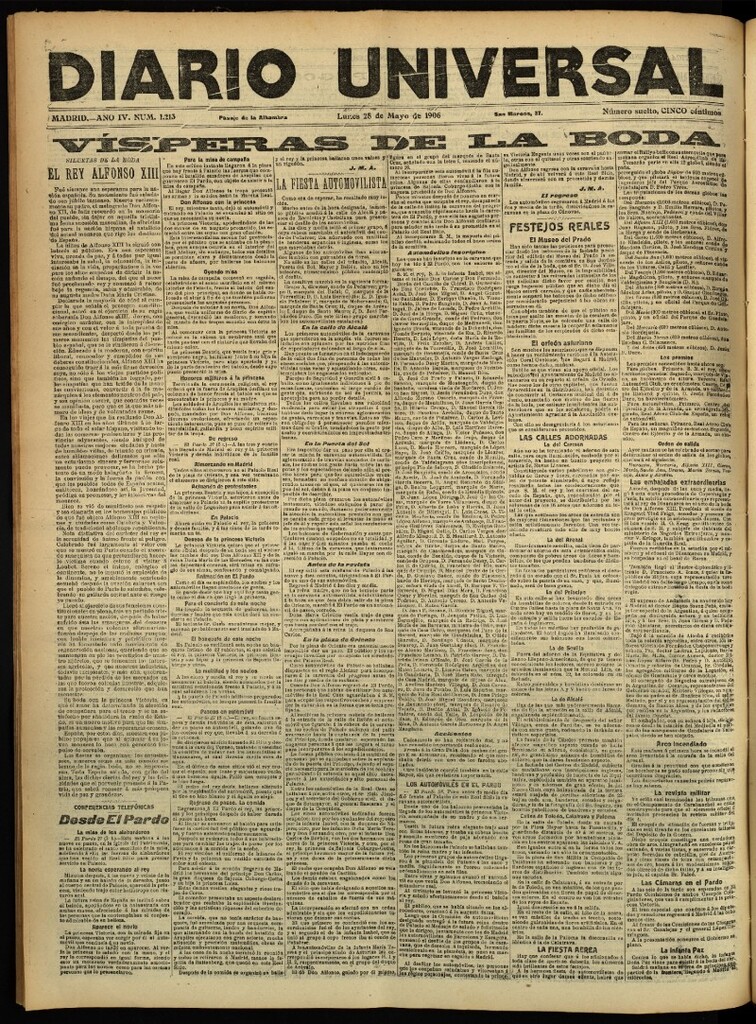 Miniatura de Diario Universal del 28 de mayo de 1906, edición de tarde