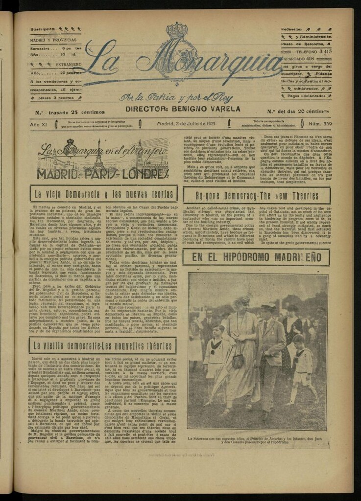 Miniatura de La Monarquía del 2 de julio de 1921, nº 539