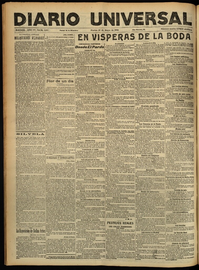Miniatura de Diario Universal del 29 de mayo de 1906, edición de tarde