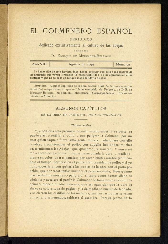 Miniatura de El Colmenero Español de septiembre de 1899