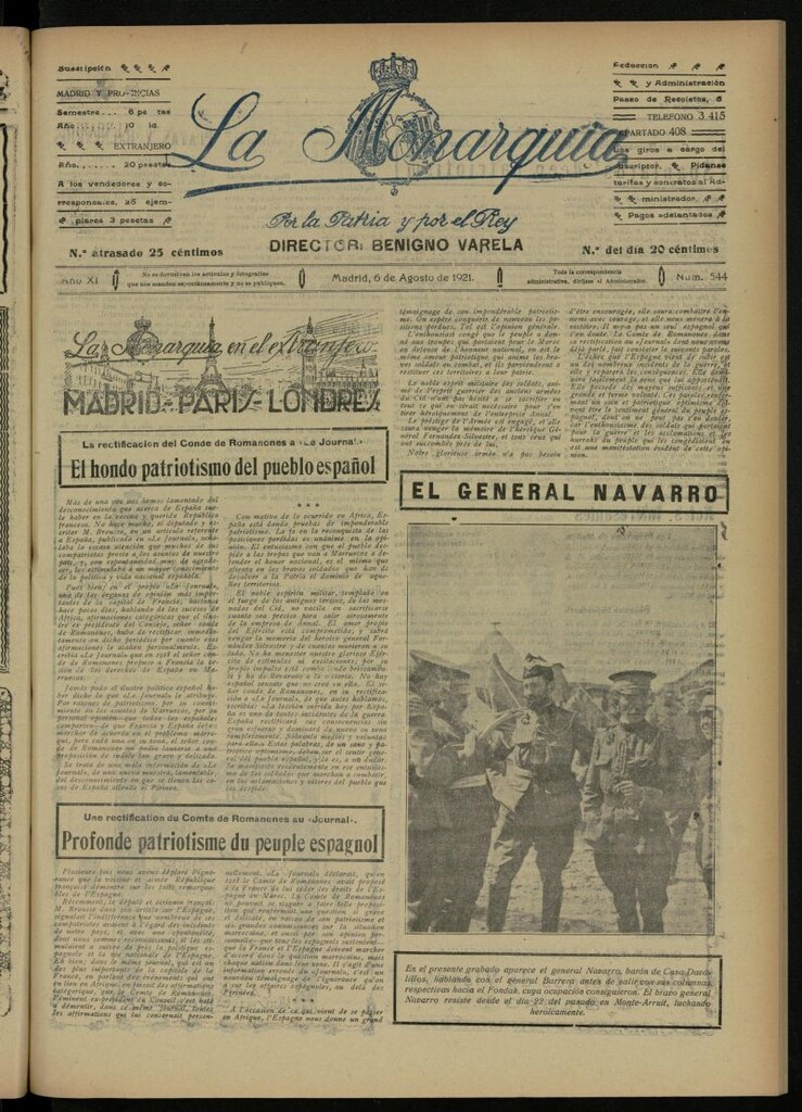 Miniatura de La Monarquía del 6 de agosto de 1921, nº 544