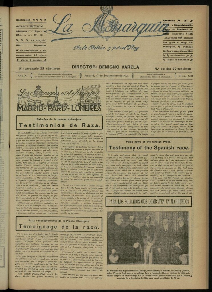 Miniatura de La Monarquía del 17 de septiembre de 1921, nº 550