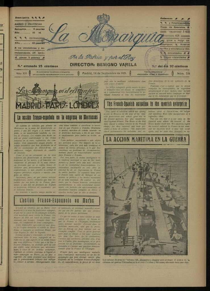 Miniatura de La Monarquía del 24 de septiembre de 1921, nº 551