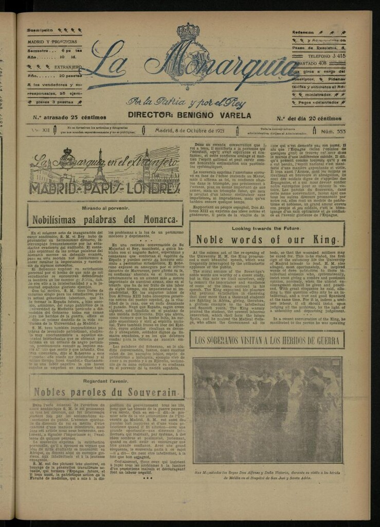 Miniatura de La Monarquía del 8 de octubre de 1921, nº 553