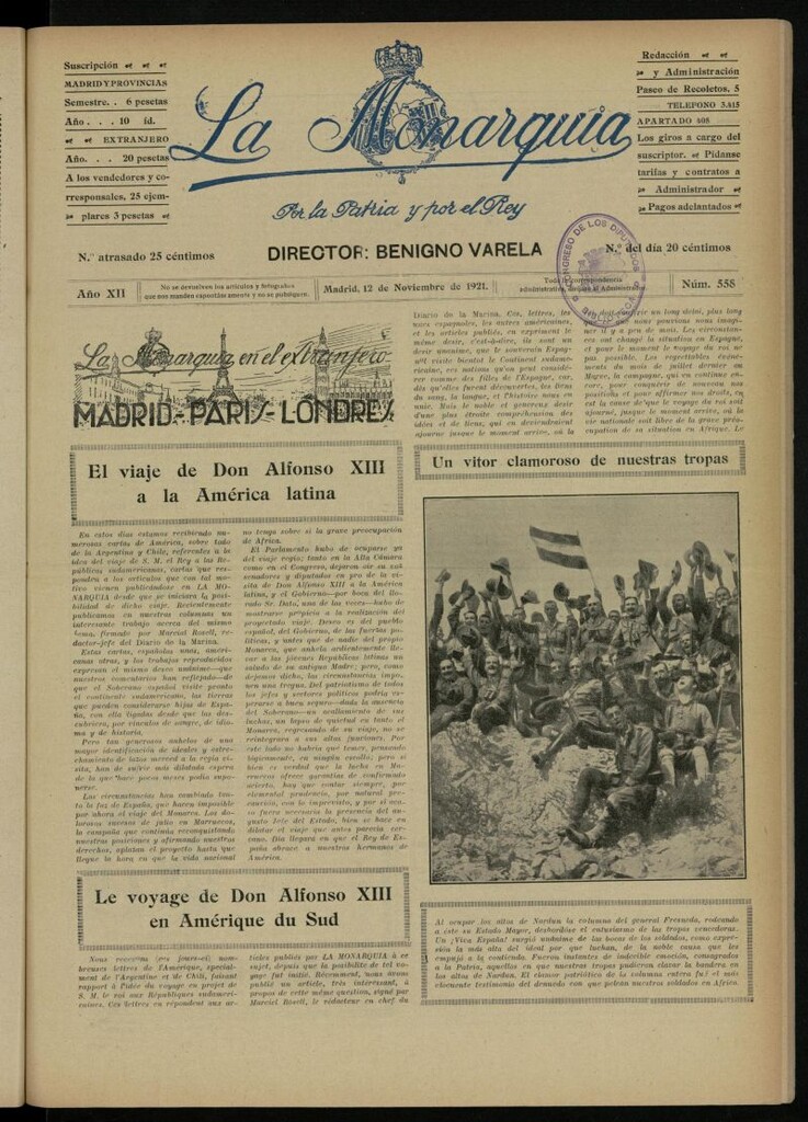 Miniatura de La Monarquía del 12 de noviembre de 1921, nº 558