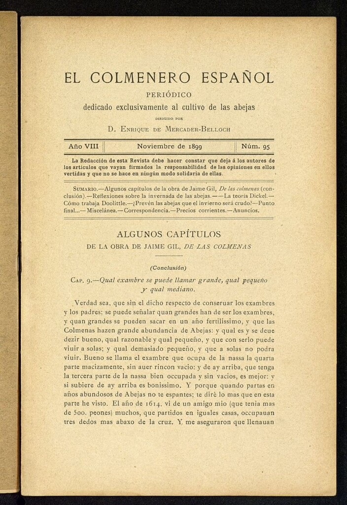 Miniatura de El Colmenero Español de noviembre de 1899