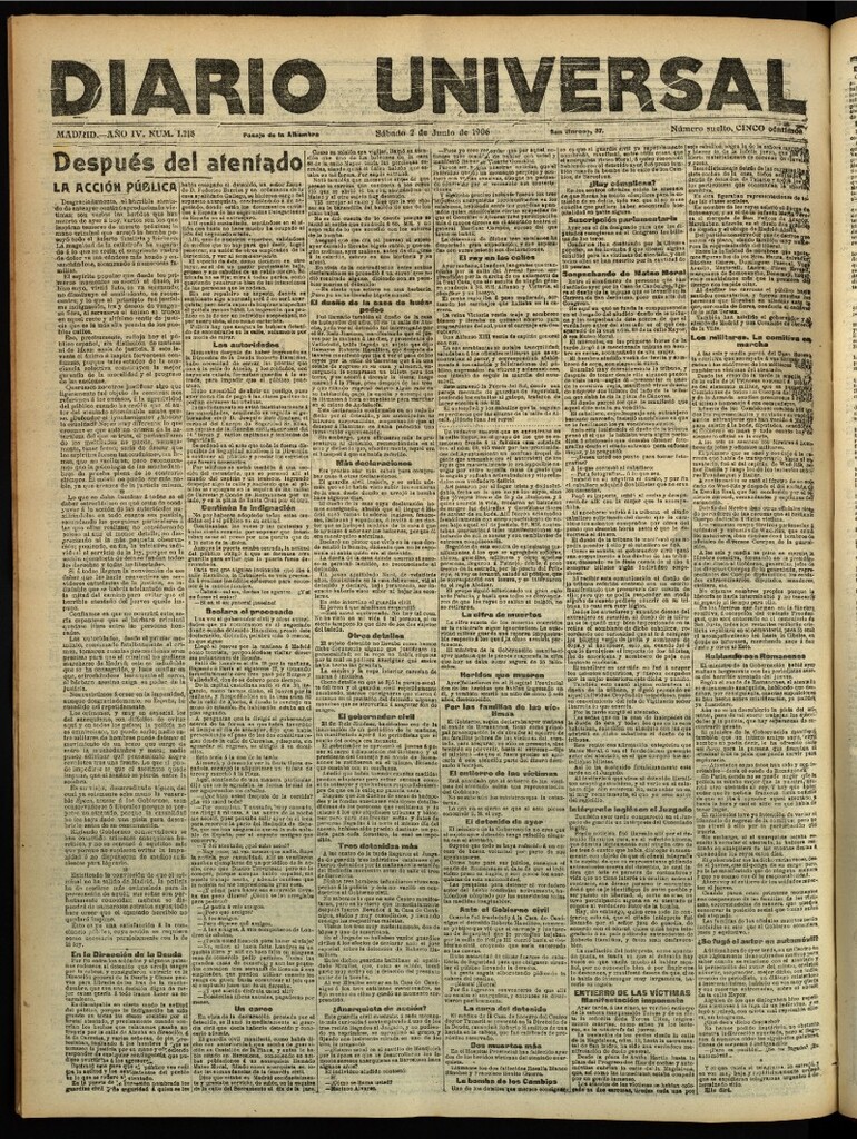 Miniatura de Diario Universal del 2 de junio de 1906, edición de tarde