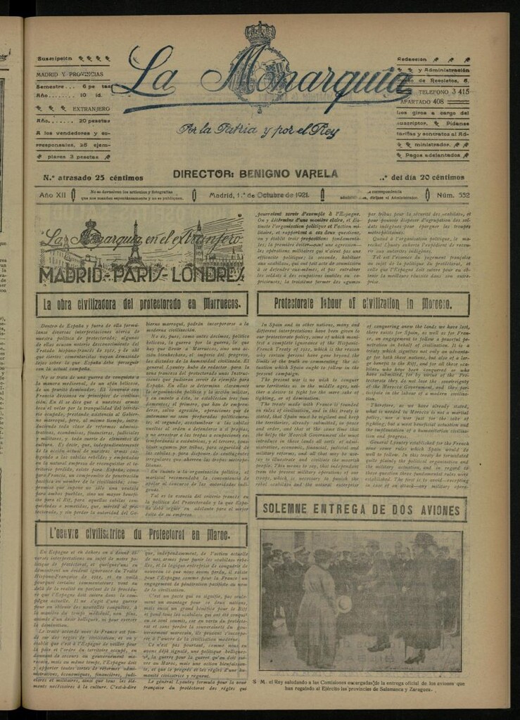 Miniatura de La Monarquía del 1 de octubre de 1921, nº 552