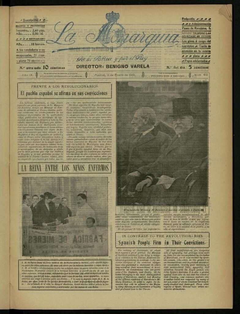 Miniatura de La Monarquía del 11 de enero de 1919, nº 410