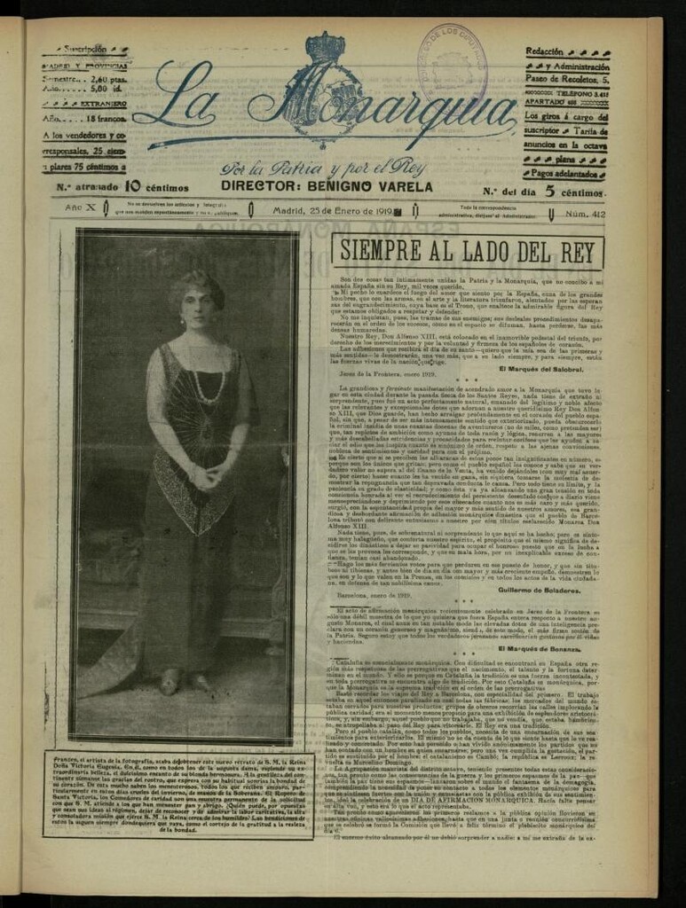 Miniatura de La Monarquía del 25 de enero de 1919, nº 412